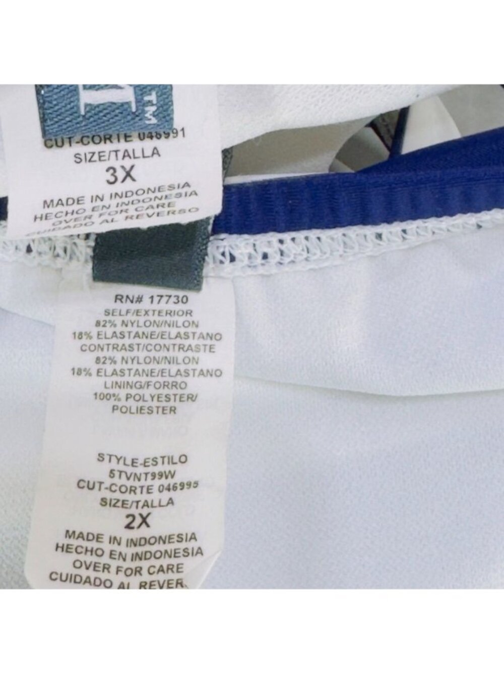 VM Women's Swimsuit Blue White Stripe 2 piece Plus Size 3X - Picture 7 of 9